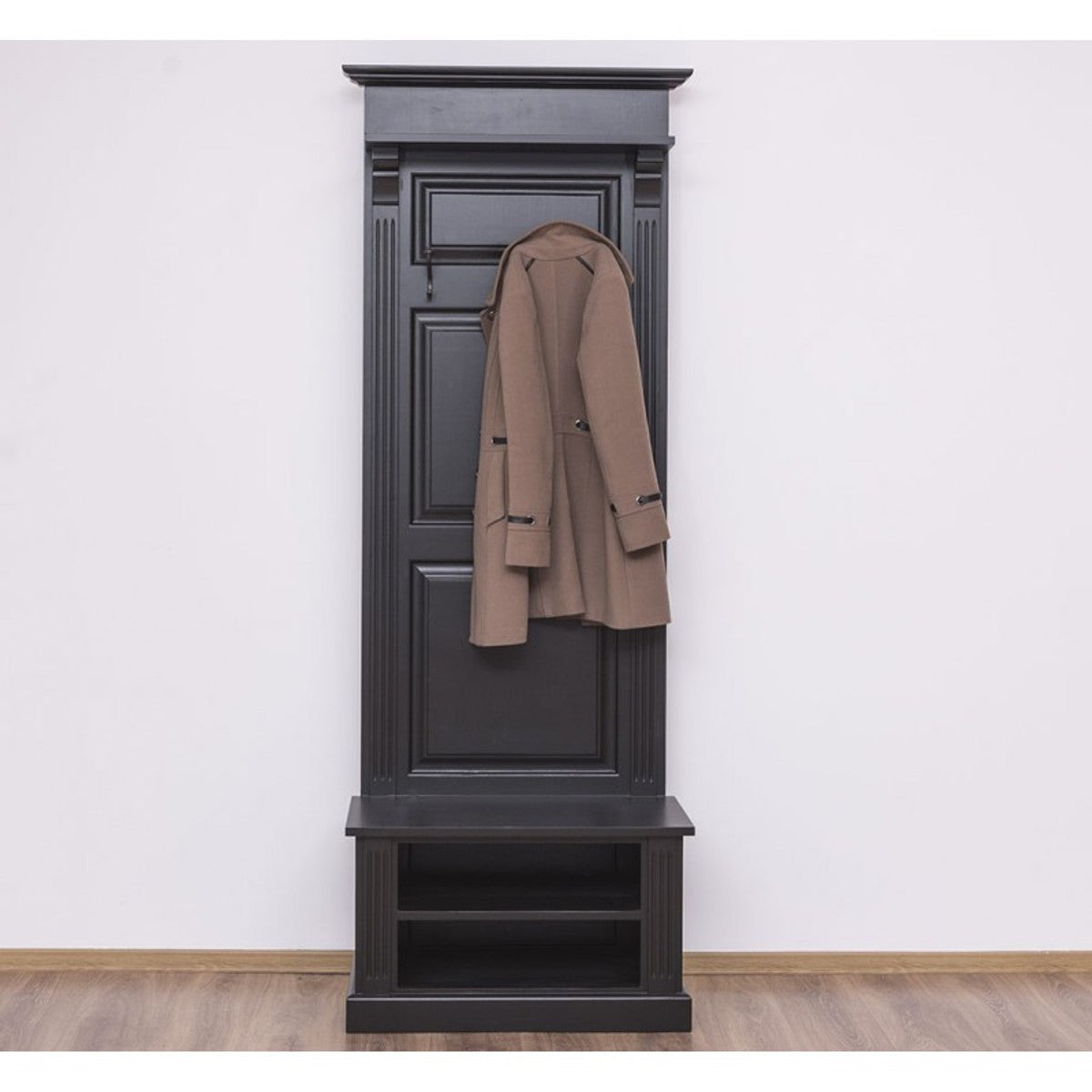 Jugendstil Wand Garderobe mit Ablagefächer Schwarz Antik Stil - Landhaus Stil Garderobenschrank