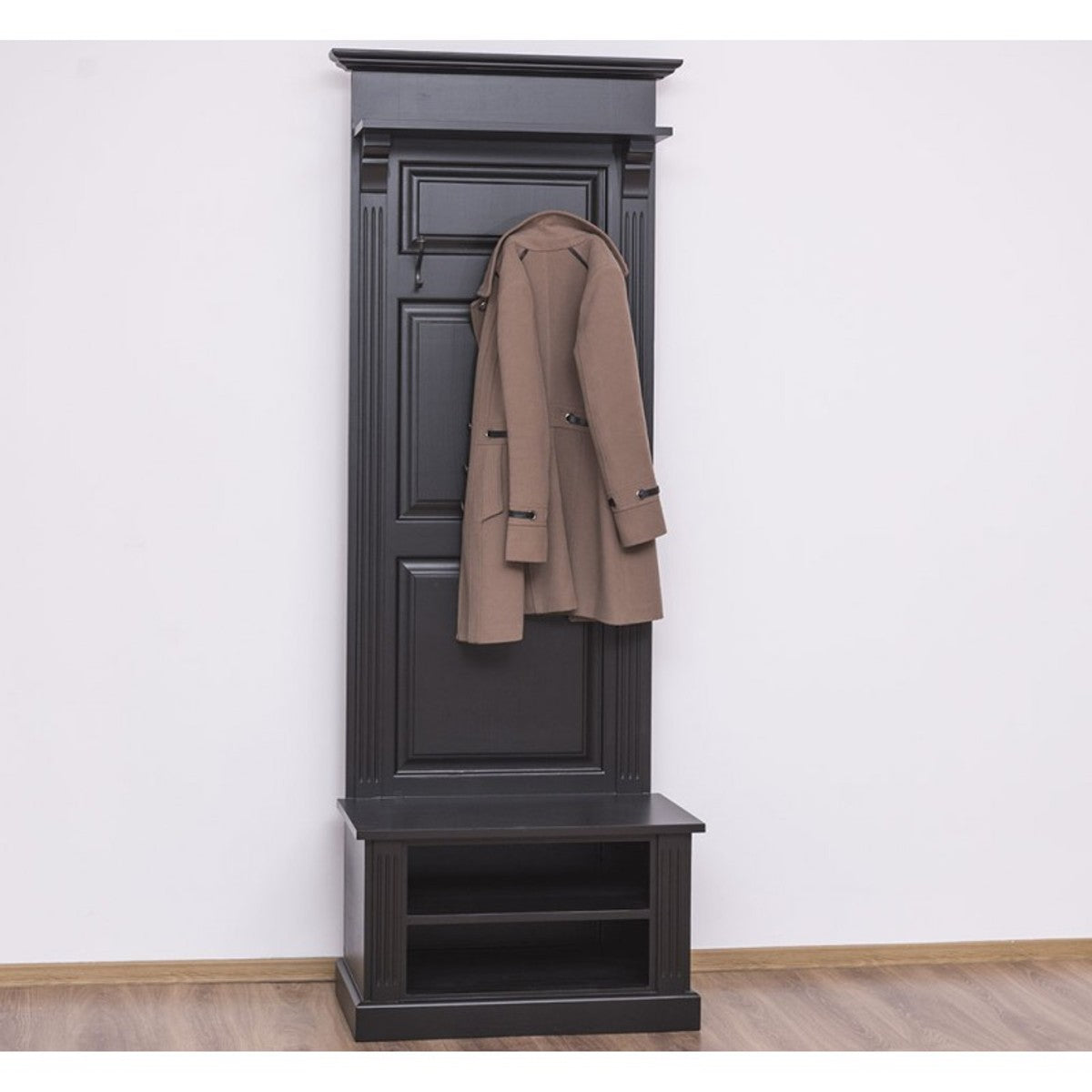 Jugendstil Wand Garderobe mit Ablagefächer Schwarz Antik Stil - Landhaus Stil Garderobenschrank