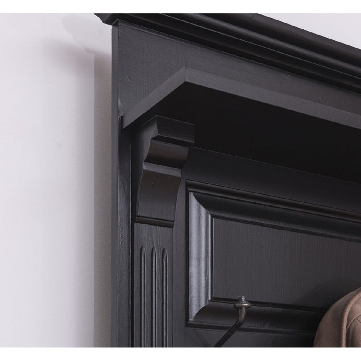 Jugendstil Wand Garderobe mit Ablagefächer Schwarz Antik Stil - Landhaus Stil Garderobenschrank