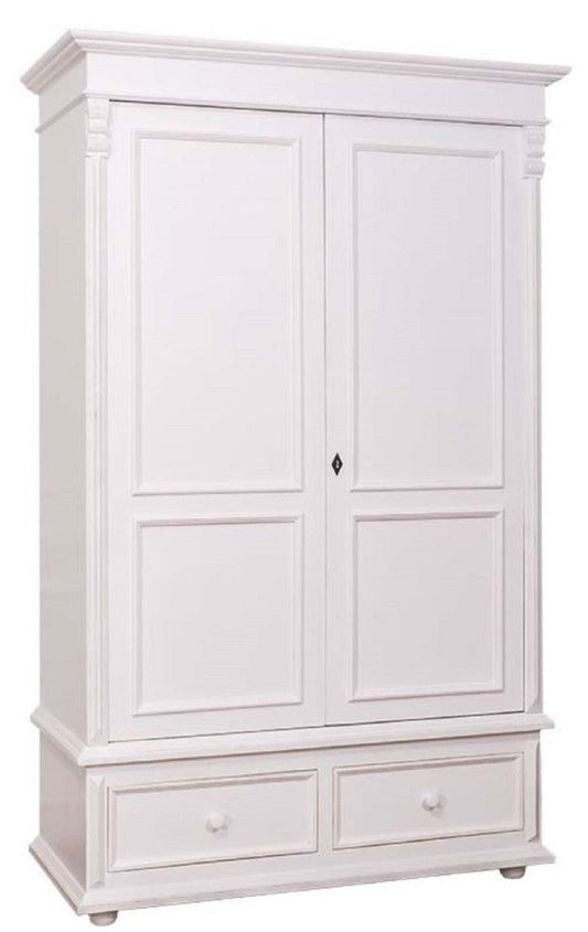 Landhaus Stil Kleiderschrank Weiß - Kleider Schrank Shabby H 206 cm B 127 cm T 61 cm - Landhaus Stil Möbel
