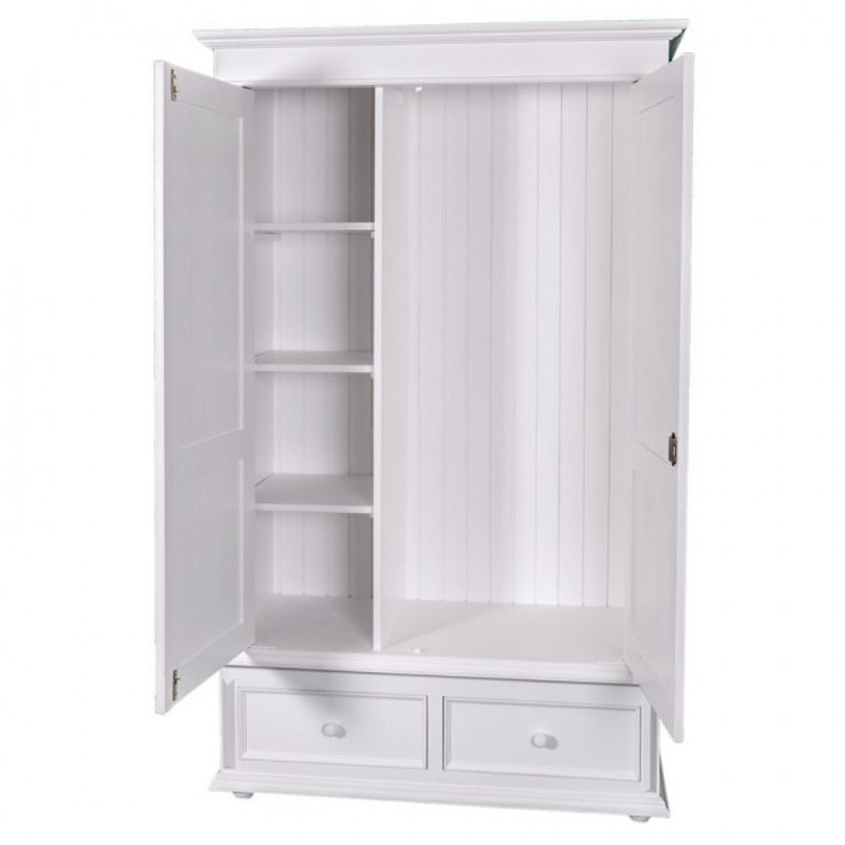 Landhaus Stil Kleiderschrank Weiß - Kleider Schrank Shabby H 206 cm B 127 cm T 61 cm