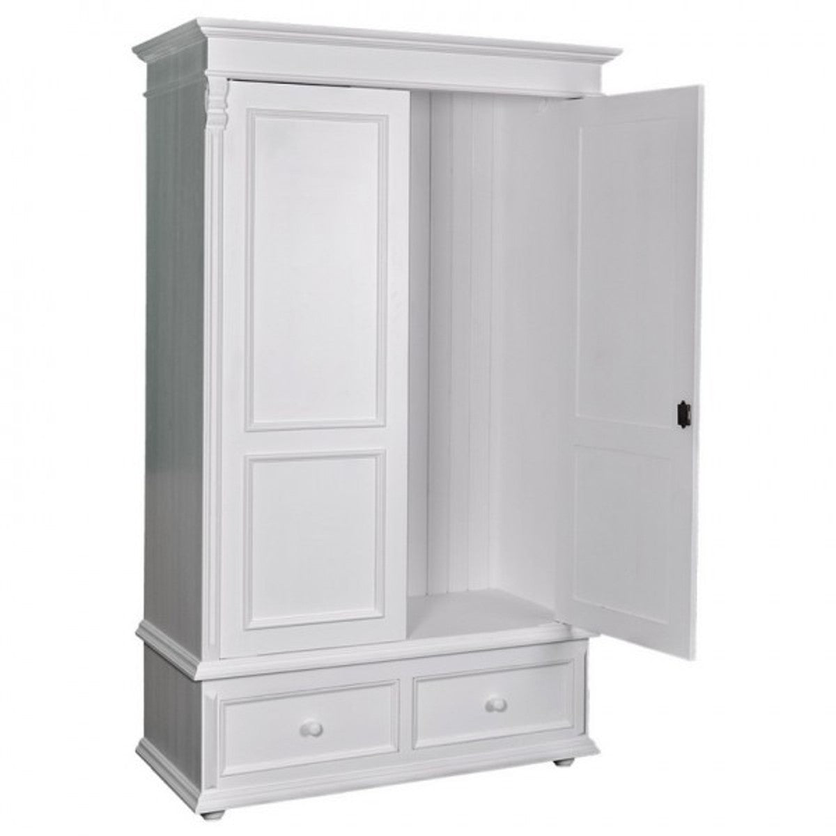 Landhaus Stil Kleiderschrank Weiß - Kleider Schrank Shabby H 206 cm B 127 cm T 61 cm