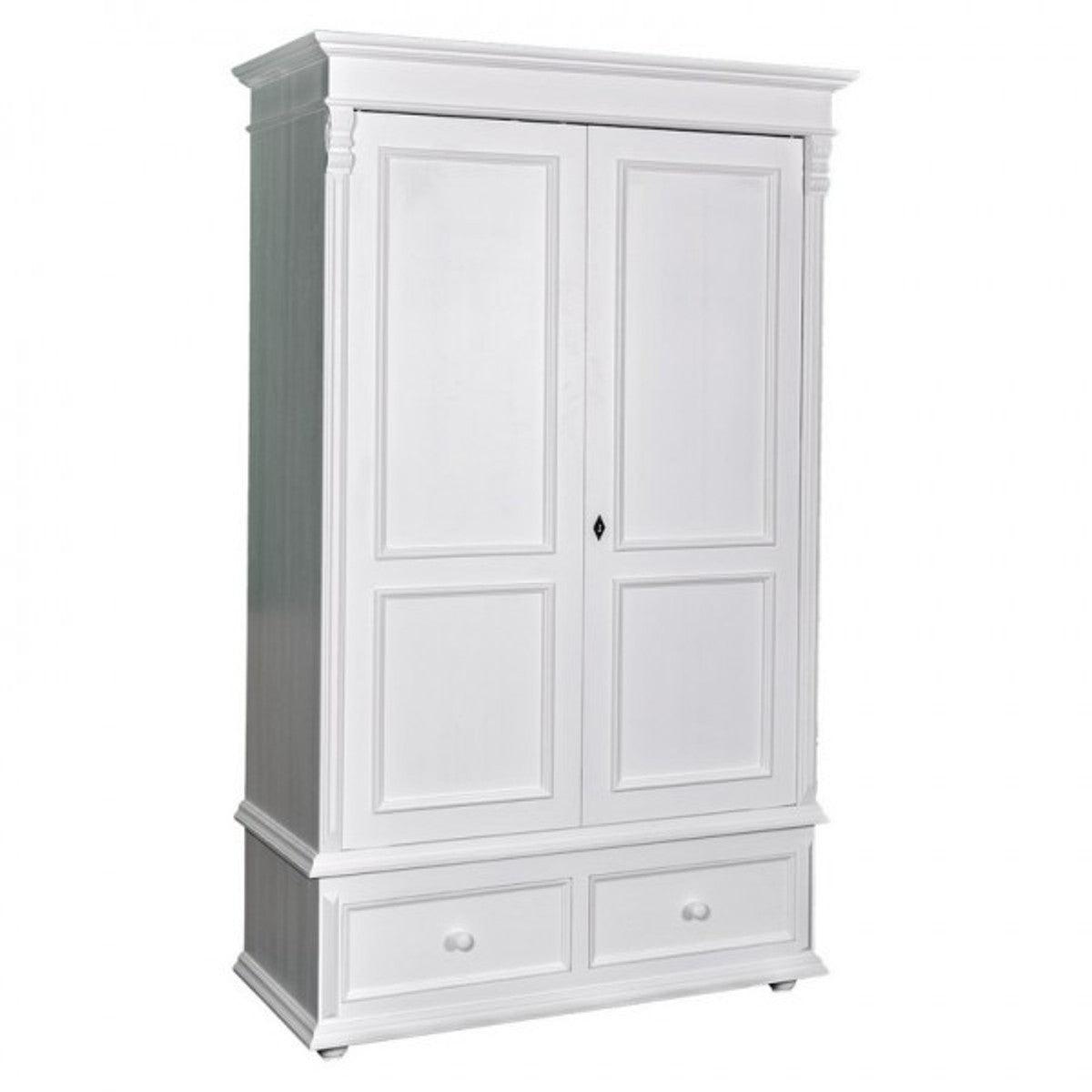 Landhaus Stil Kleiderschrank Weiß - Kleider Schrank Shabby H 206 cm B 127 cm T 61 cm