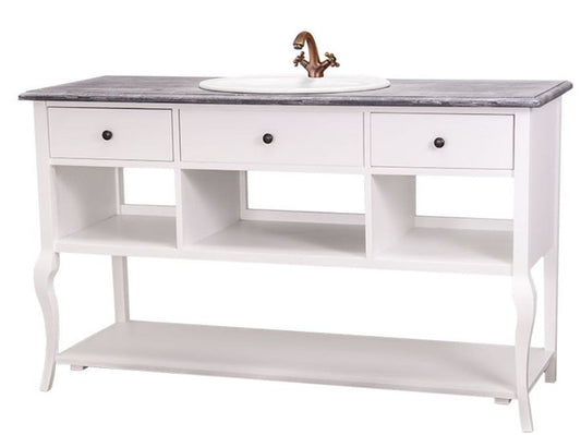 Landhaus Stil Waschschrank Waschtisch Ohne Waschbecken Grau / Weiss - Bad Schrank