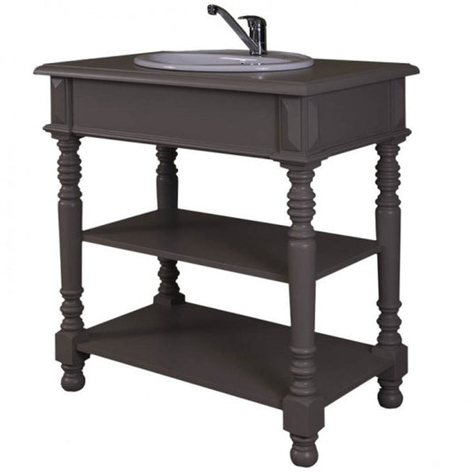 Landhaus Stil Waschschrank Waschtisch inkl 1 Waschbecken Grau - Bad Schrank