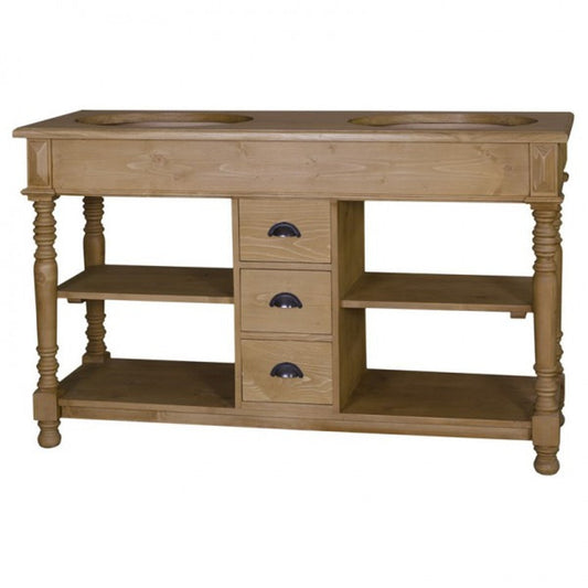 Landhaus Stil Waschschrank Waschtisch inkl 2 Waschbecken mit Schubladen San Sebastian - Bad Schrank Massivholz