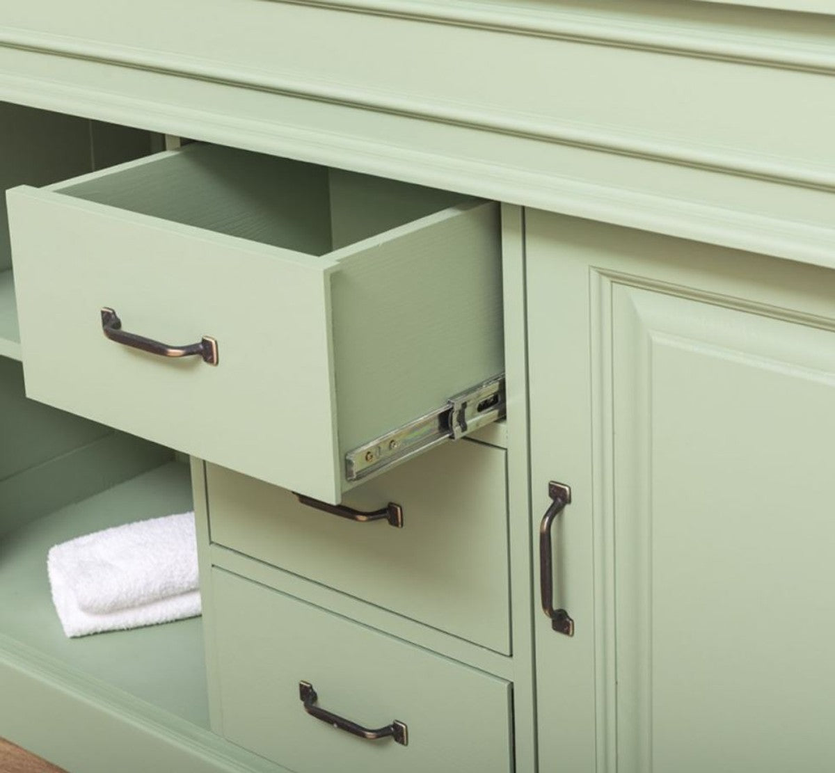 Landhausstil Badezimmer Set Hellgrün - 1 Doppelwaschtisch & 1 Wandspiegel - Landhausstil Badezimmer Möbel