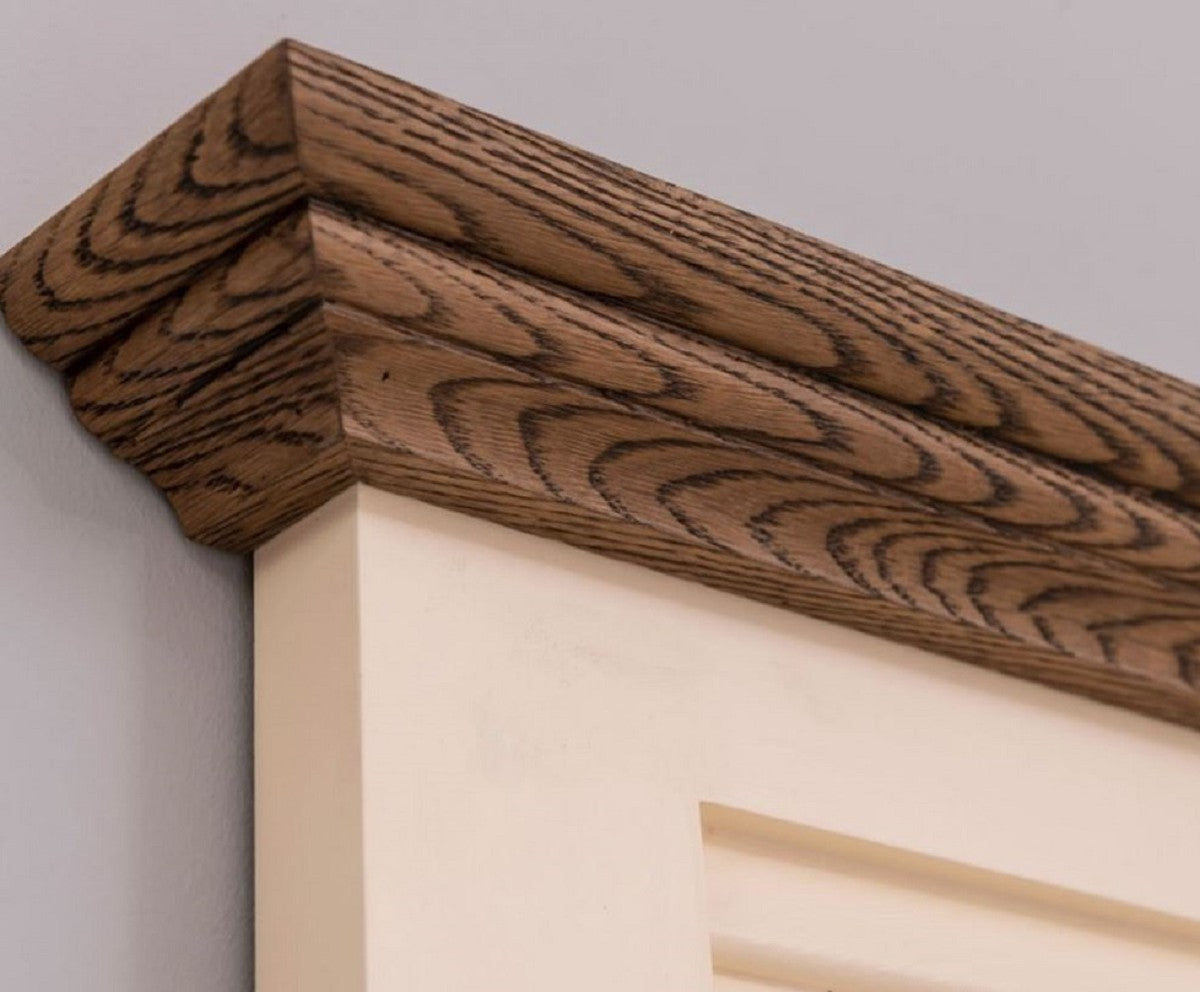 Landhausstil Badezimmer Set Beige / Dunkelbraun - 1 Landhausstil Waschtisch mit Waschbecken und Armatur & 1 Landhausstil Wandspiegel - Badezimmer Möbel im Landhausstil