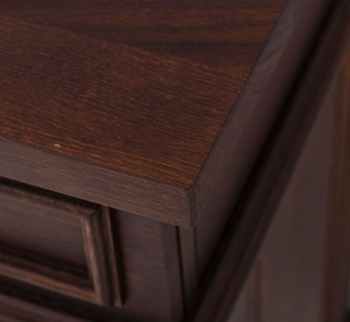 Landhausstil Doppel Waschbeckenschrank mit 2 Keramik Waschbecken Dunkelbraun / Weiß 150 x 51 x H. 91 cm - Massivholz Badezimmer Möbel im Landhausstil - Landhausstil Möbel