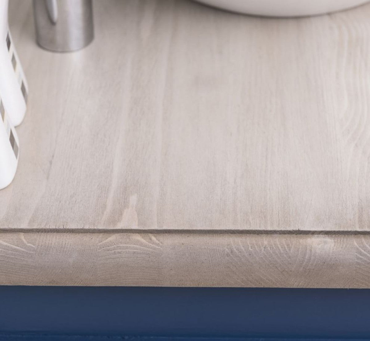 Landhausstil Badezimmer Set Blau / Hellgrau - 1 Waschtisch & 1 Wandspiegel - Massivholz Badezimmer Möbel im Landhausstil