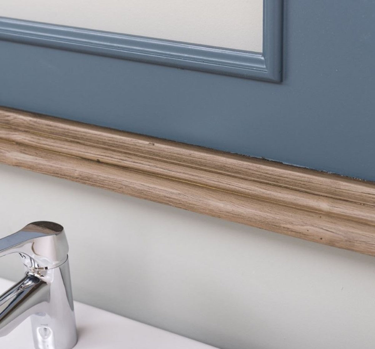 Landhausstil Badezimmer Set Blau / Braun - 1 Doppelwaschtisch & 1 Wandspiegel - Landhausstil Badezimmer Möbel