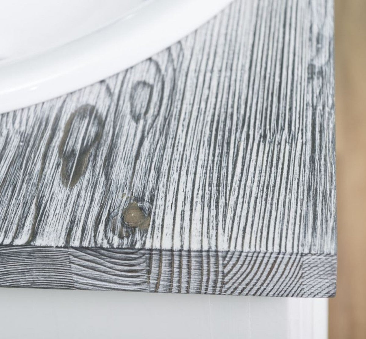 Landhausstil Badezimmer Set Weiß / Grau - 1 Doppelwaschtisch & 1 Wandspiegel - Massivholz Badezimmermöbel im Landhausstil