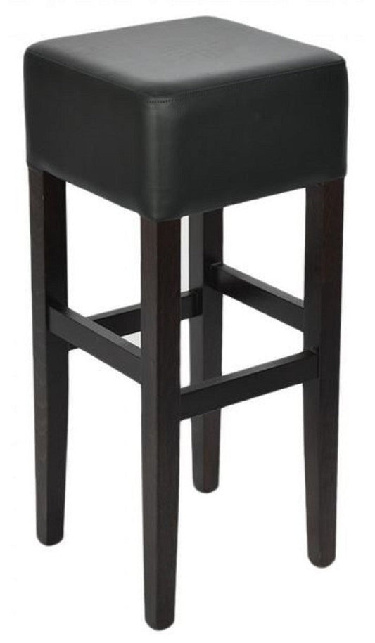 Landhausstil Barhocker Schwarz H. 80 cm - Gepolsteter Massivholz Barstuhl