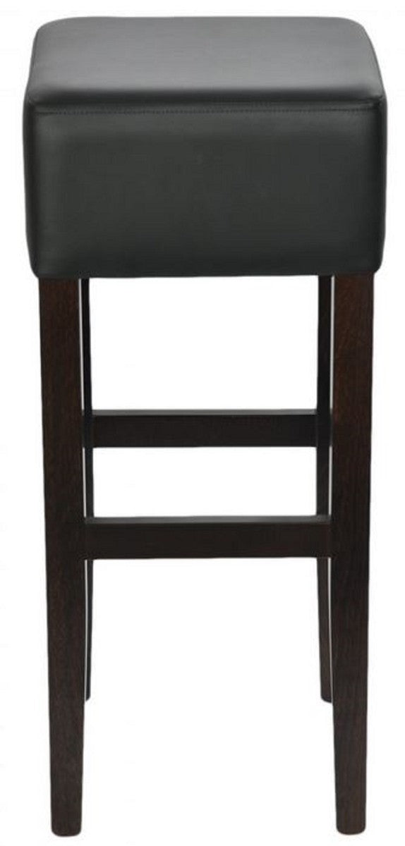 Landhausstil Barhocker Schwarz H. 80 cm - Gepolsteter Massivholz Barstuhl