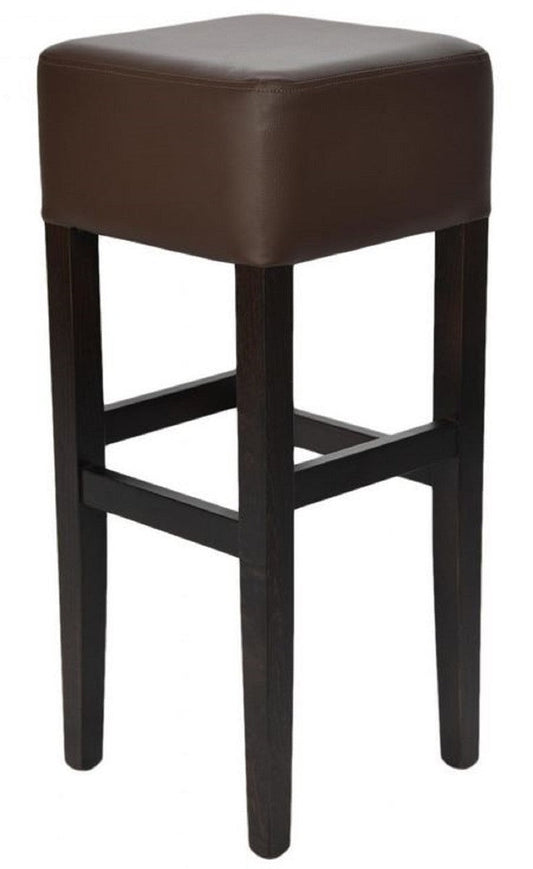 Landhausstil Barhocker Braun / Schwarz H. 80 cm - Gepolsteter Massivholz Barstuhl
