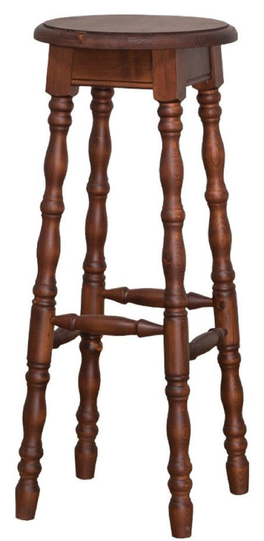 Landhausstil Barhocker Braun 35 x 35 x H. 82 cm - Massivholz Barstuhl im Landhausstil