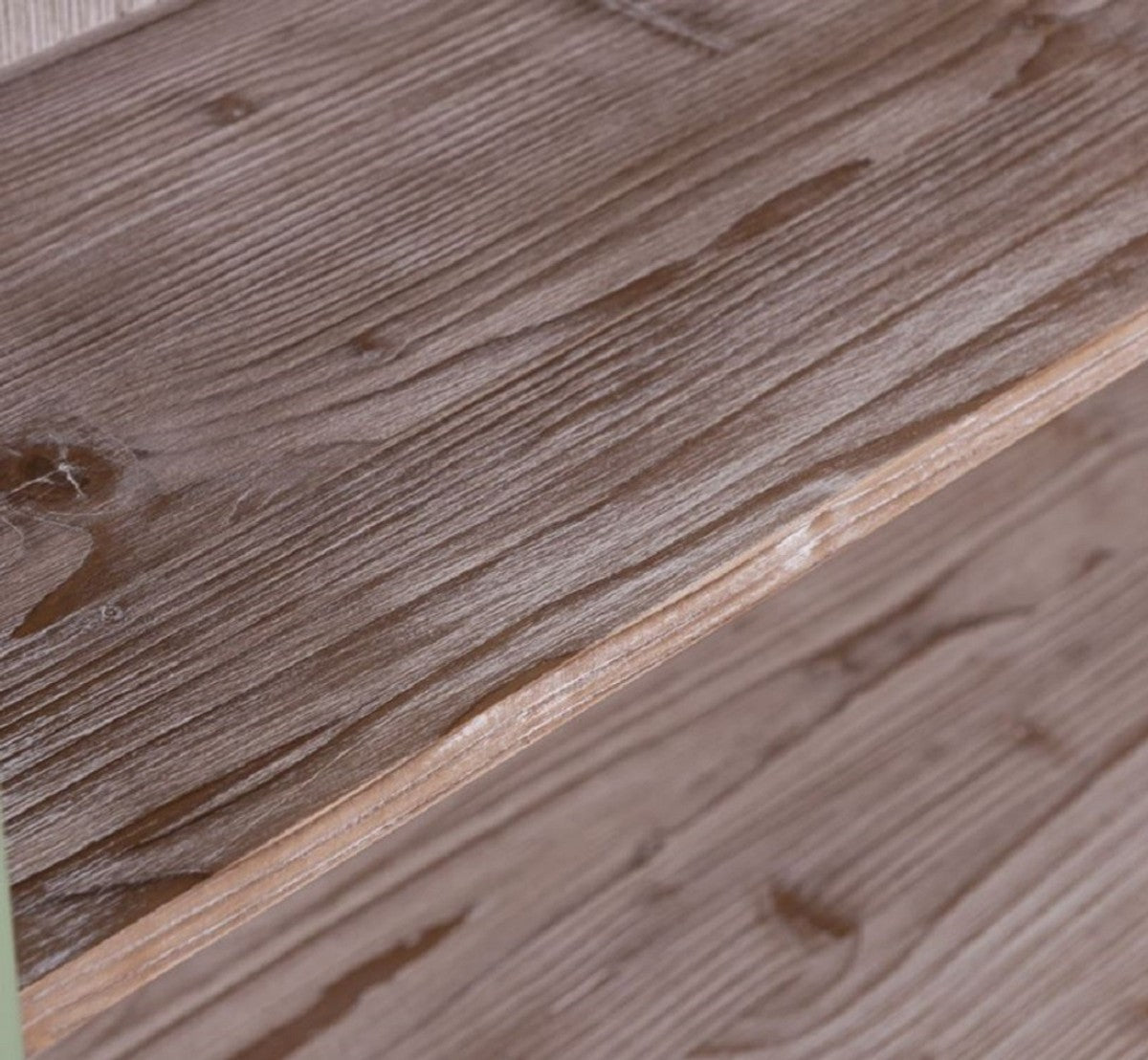 Landhausstil Bücherschrank Grün / Naturfarben 110 x 39 x H. 210 cm - Massivholz Schrank - Regalschrank - Wohnzimmerschrank - Büroschrank - Landhausstil Möbel