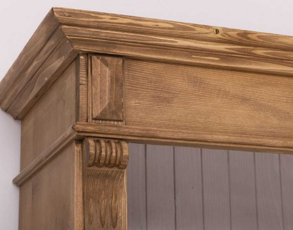 Landhausstil Bücherschrank Braun / Grau 120 x 39 x H. 197 cm - Massivholz Schrank - Wohnzimmerschrank - Büroschrank - Landhausstil Möbel