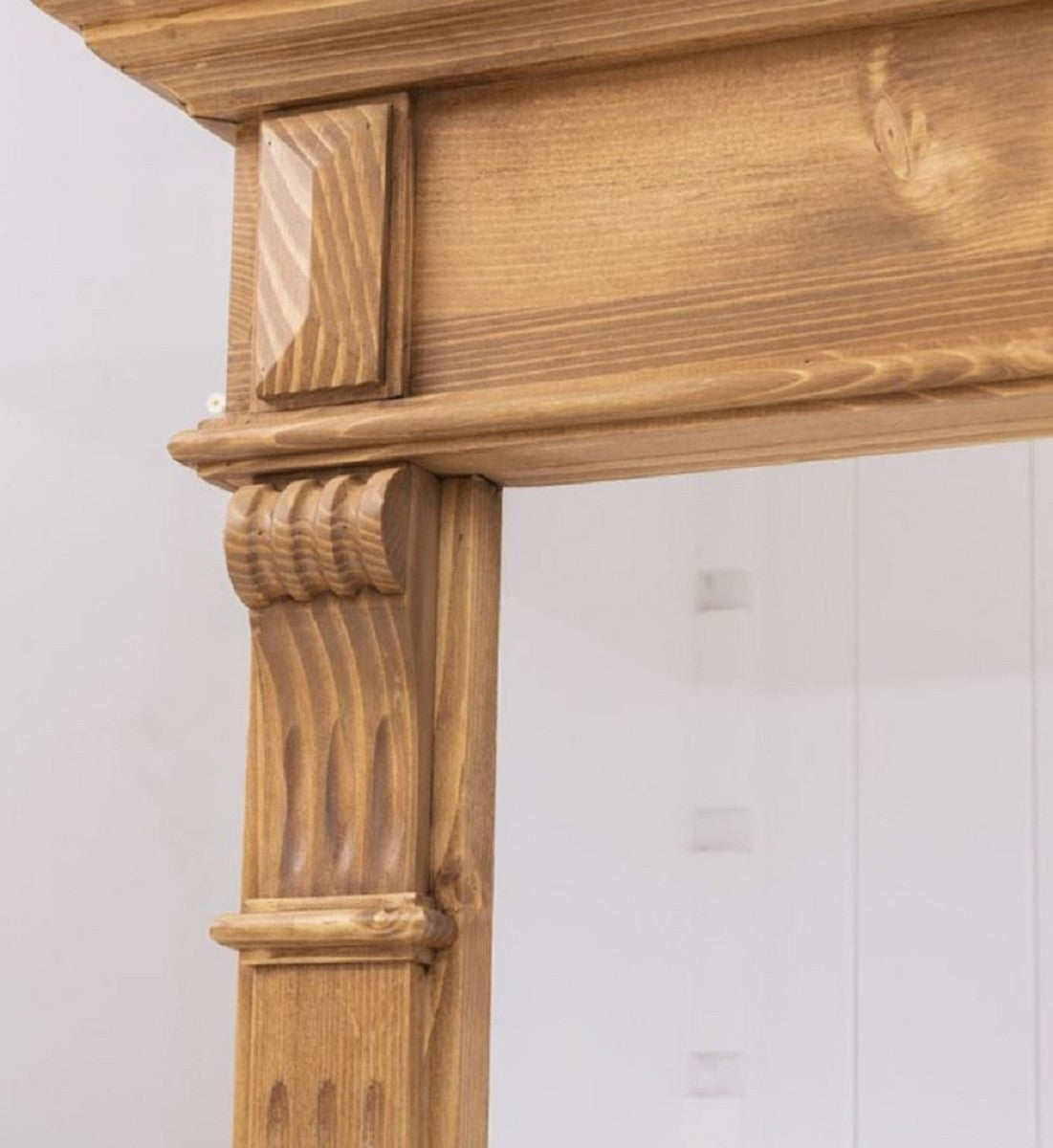 Landhausstil Bücherschrank Braun / Weiß 120 x 39 x H. 197 cm - Massivholz Schrank - Regalschrank - Wohnzimmerschrank - Büroschrank - Landhausstil Möbel