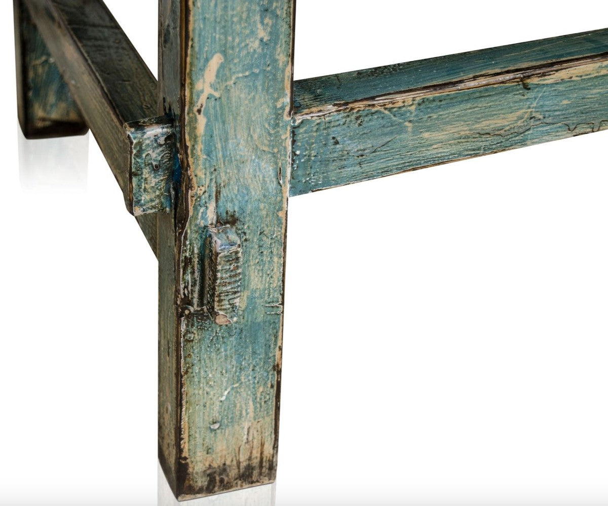 Landhausstil Couchtisch Antik Stil Blau 140 x 54 x H. 43 cm - Landhausstil Wohnzimmermöbel