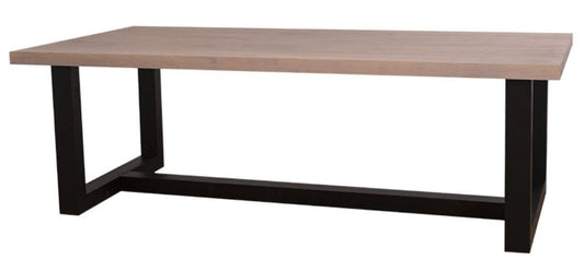 Landhausstil Esstisch Naturfarben / Schwarz 240 x 120 x H. 78 cm - Massivholz Esszimmertisch