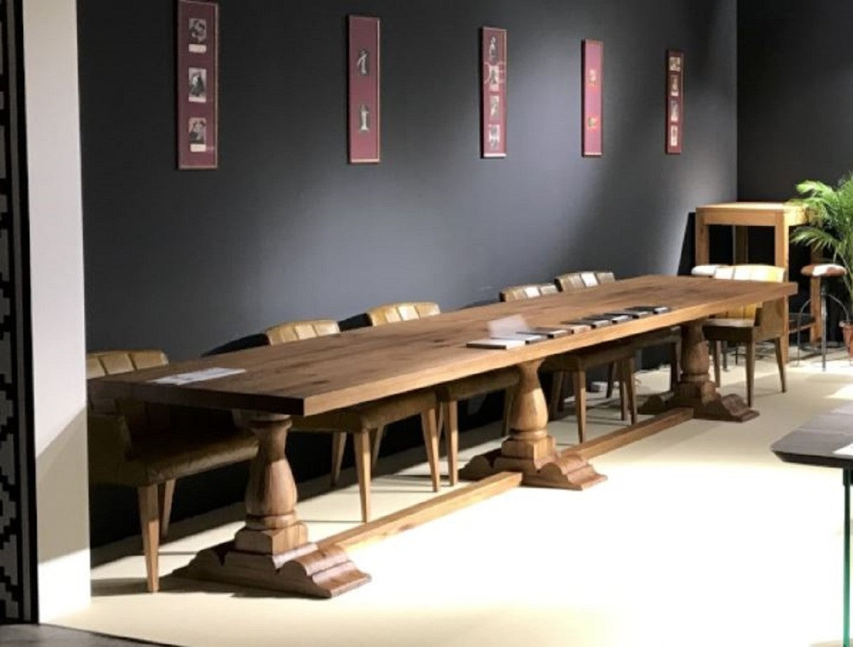 Landhausstil Esstisch Braun - Verschiedene Größen - Rustikaler Massivholz Küchentisch - Rustikale Massivholz Esszimmer Möbel - Landhausstil Esszimmer Möbel