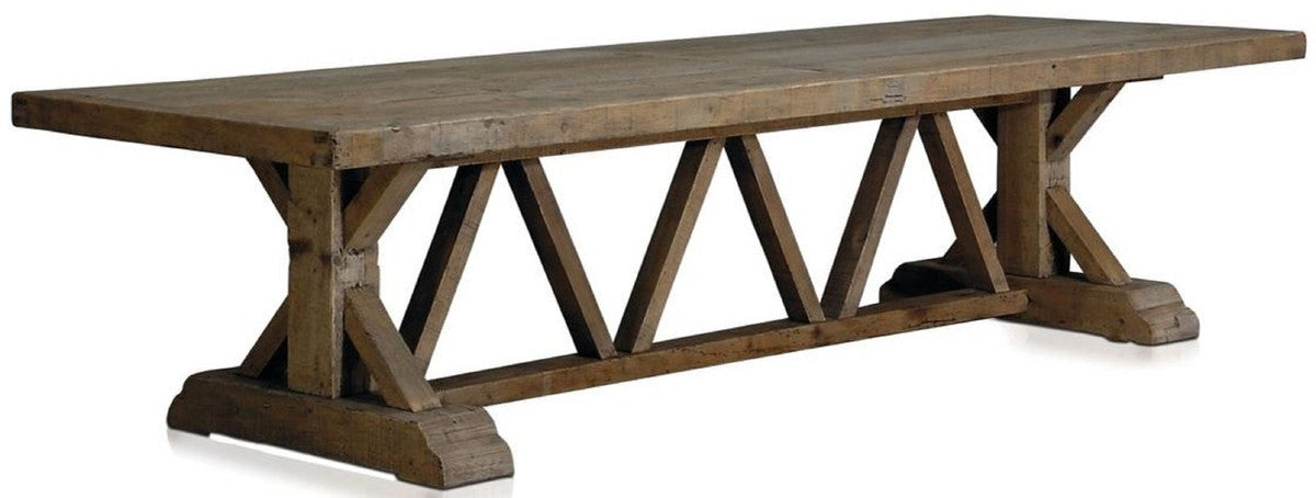 Landhausstil Esstisch Braun 330 x 110 x H. 77 cm - Rustikaler Massivholz Küchentisch - Rustikale Massivholz Esszimmer Möbel - Landhausstil Esszimmer Möbel