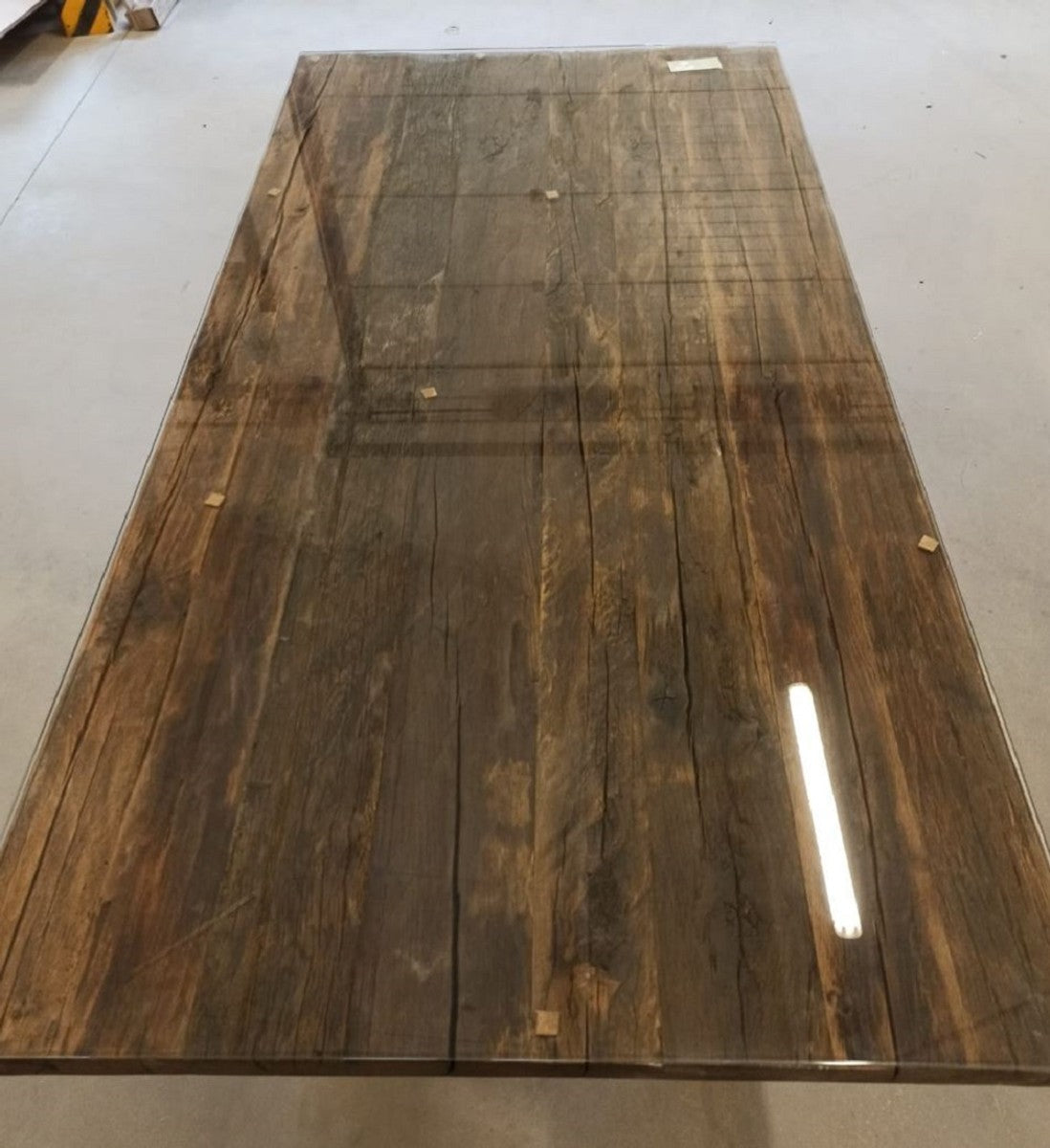 Landhausstil Esstisch mit Glasplatte Braun / Schwarz 200 cm - Rustikale Esszimmer Möbel