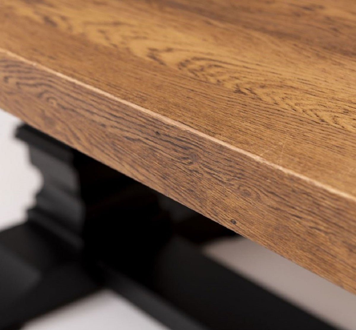 Landhausstil Esstisch Braun / Schwarz 220 x 120 x H. 78 cm - Rechteckiger Massivholz Küchentisch - Landhausstil Massivholz Esszimmer Möbel