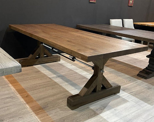 Landhausstil Esstisch Braun 240 x 100 x H. 77 cm - Rustikaler Massivholz Küchentisch - Rustikale Massivholz Esszimmer Möbel - Landhausstil Esszimmer Möbel