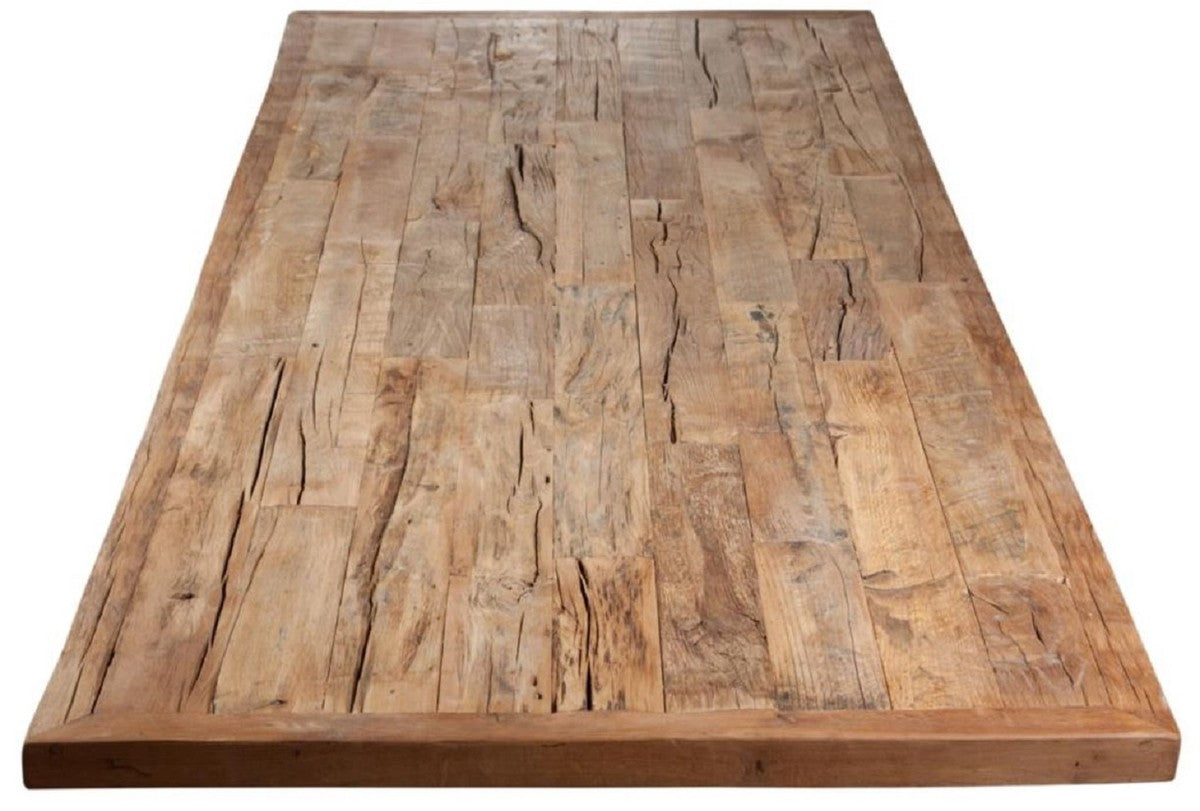 Landhausstil Esstisch Naturfarben / Weiß - Verschiedene Größen - Rechteckiger Rustikaler Massivholz Küchentisch - Landhausstil Esszimmer Möbel - Rustikale Esszimmer Möbel