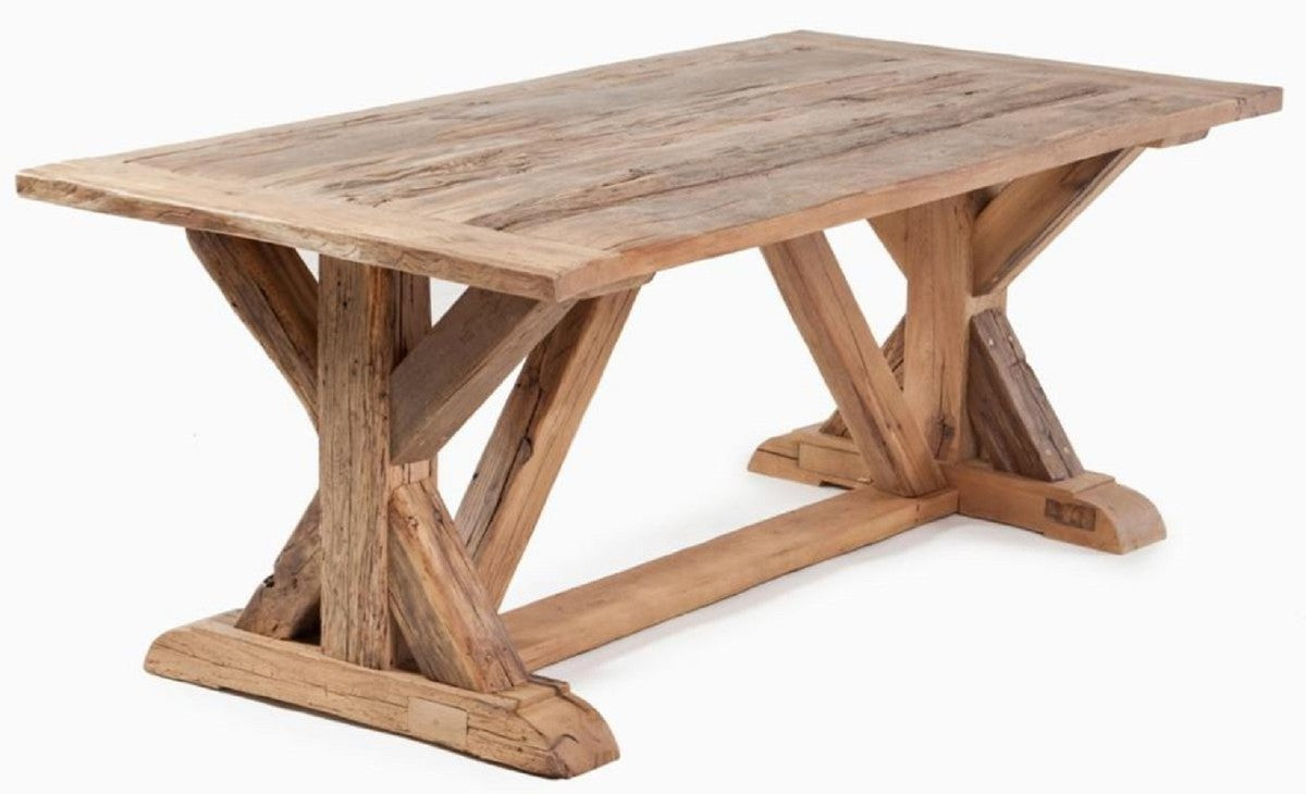 Landhausstil Esstisch Naturfarben - Verschiedene Größen - Rechteckiger Rustikaler Massivholz Esszimmertisch - Rustikale Esszimmer Möbel - Landhausstil Esszimmer Möbel