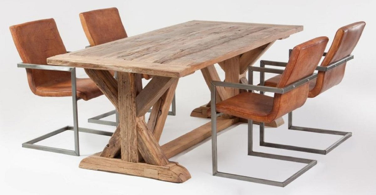 Landhausstil Esstisch Naturfarben - Verschiedene Größen - Rechteckiger Rustikaler Massivholz Esszimmertisch - Rustikale Esszimmer Möbel - Landhausstil Esszimmer Möbel