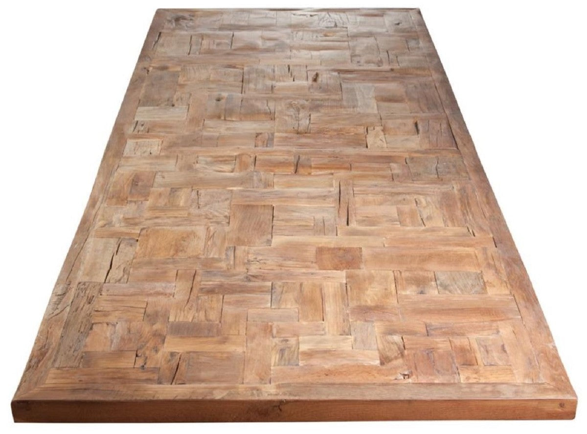 Landhausstil Esstisch Naturfarben / Weiß - Verschiedene Größen - Rechteckiger Rustikaler Massivholz Küchentisch - Rustikale Esszimmer Möbel - Landhausstil Esszimmer Möbel