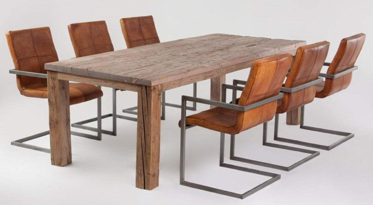 Landhausstil Esstisch Naturfarben - Verschiedene Größen - Rustikaler Rechteckiger Massivholz Esszimmertisch - Landhausstil Esszimmer Möbel - Rustikale Esszimmer Möbel