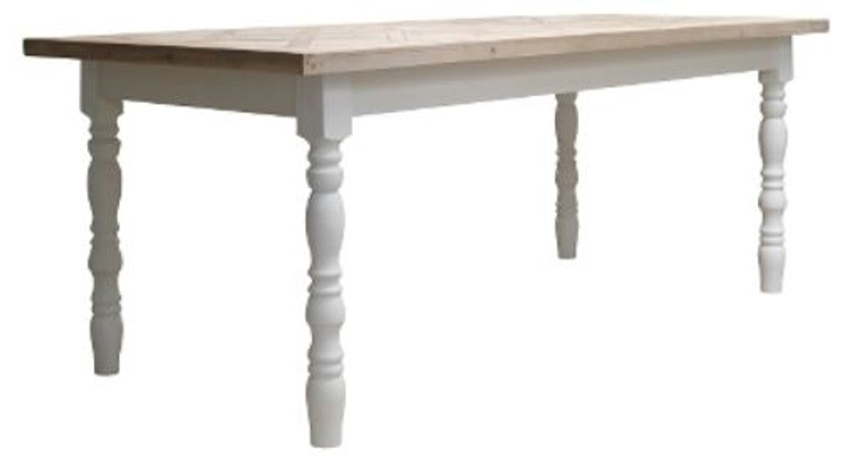 Landhausstil Esstisch Weiß / Naturfarben 200 x 90 x H. 75 cm - Landhausstil Esszimmermöbel