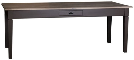 Landhausstil Küchentisch Schwarz / Naturfarben - Verschiedene Größen - Landhausstil Esstisch mit Schublade