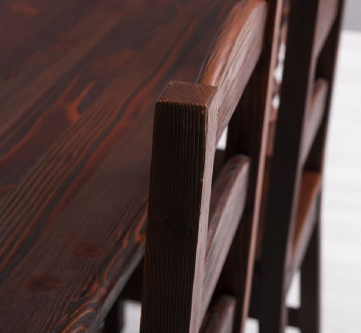 Landhausstil Esszimmer Möbel Set Dunkelbraun - 1 Landhausstil Esstisch & 6 Landhausstil Esszimmerstühle - Massivholz Esszimmer Möbel - Landhausstil Esszimmer Möbel