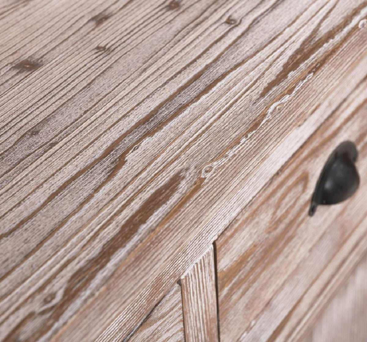 Landhausstil Esszimmerschrank Braun / Weiß 180 x 50 x H. 197 cm - Massivholz Küchenschrank - Esszimmermöbel im Landhausstil - Landhausstil Esszimmer Einrichtung