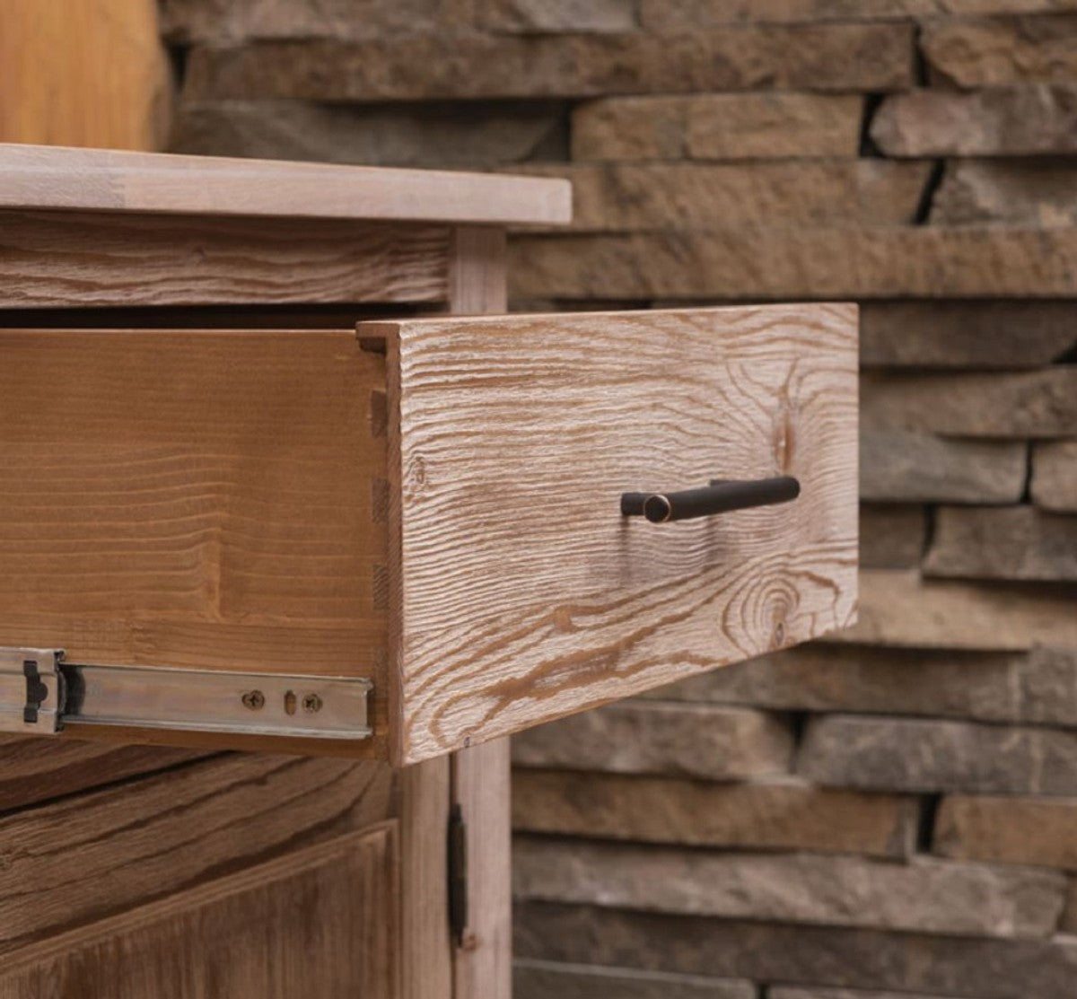 Landhausstil Einbauküche Naturfarben 387 x 65 x H. 90 cm - Massivholz Küchenzeile - Esszimmer Möbel im Landhausstil - Landhausstil Massivholz Einbauküchen