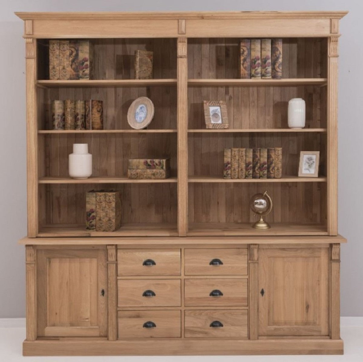 Landhausstil Eichenholz Schrank Naturfarben 223 x 51 x H. 228 cm - Landhausstil Massivholz Möbel