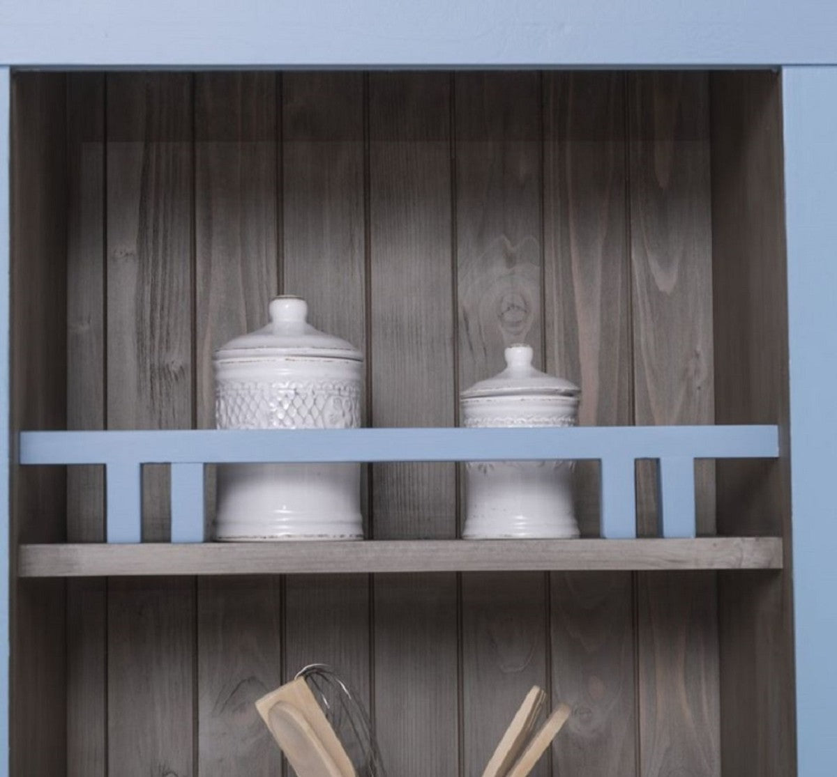 Landhausstil Esszimmerschrank Hellblau / Grau 137 x 50 x H. 197 cm - Massivholz Küchenschrank - Esszimmer Möbel im Landhausstil - Landhausstil Esszimmer Einrichtung