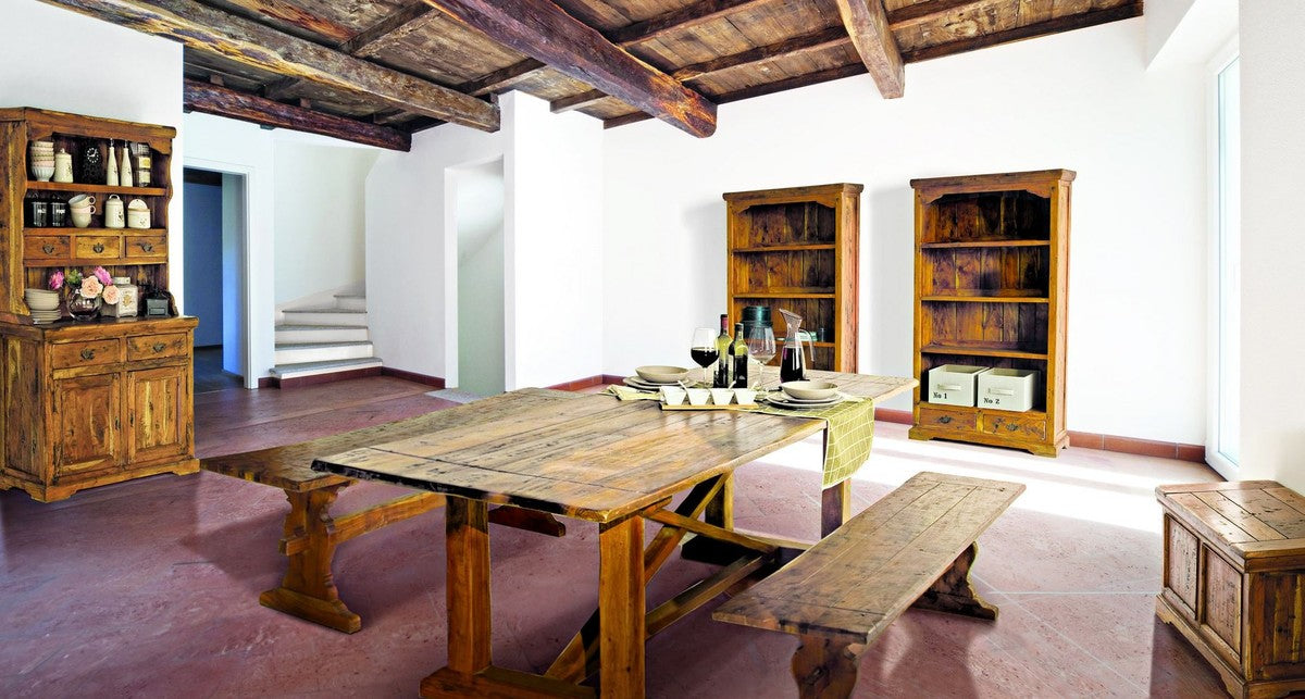 Landhausstil Esszimmerschrank Braun / Naturfarben 107 x 45 x H. 190 cm - Massivholz Küchenschrank - Esszimmer Möbel im Landhausstil - Landhausstil Esszimmer Einrichtung