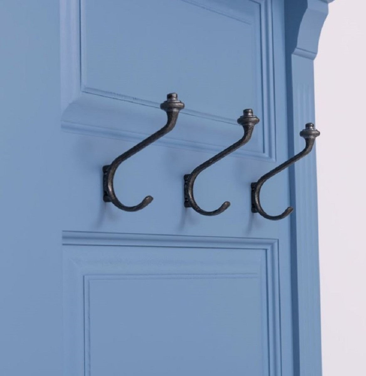 Landhausstil Garderobe Hellblau 180 x 41 x H. 210 cm - Massivholz Garderobenschrank mit Spiegel - Massivholz Garderobenmöbel - Landhausstil Garderobenmöbel