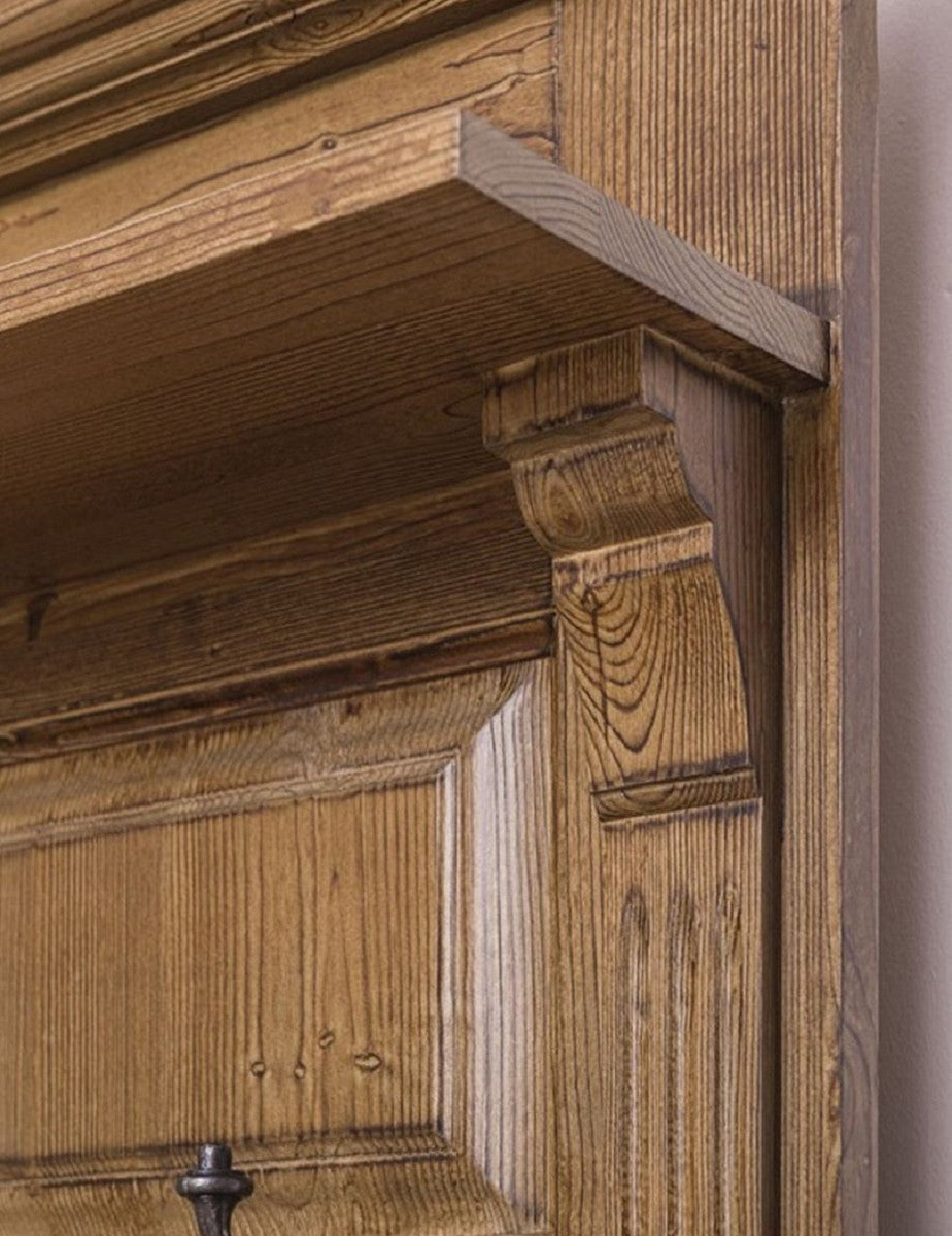 Landhausstil Garderobe Braun 180 x 41 x H. 210 cm - Massivholz Garderobenschrank - Landhausstil Garderoben Möbel