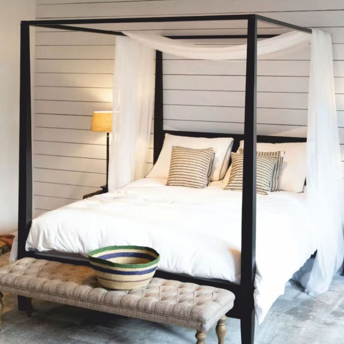 Landhausstil Himmelbett Schwarz - Verschiedene Größen - Schlafzimmer Möbel