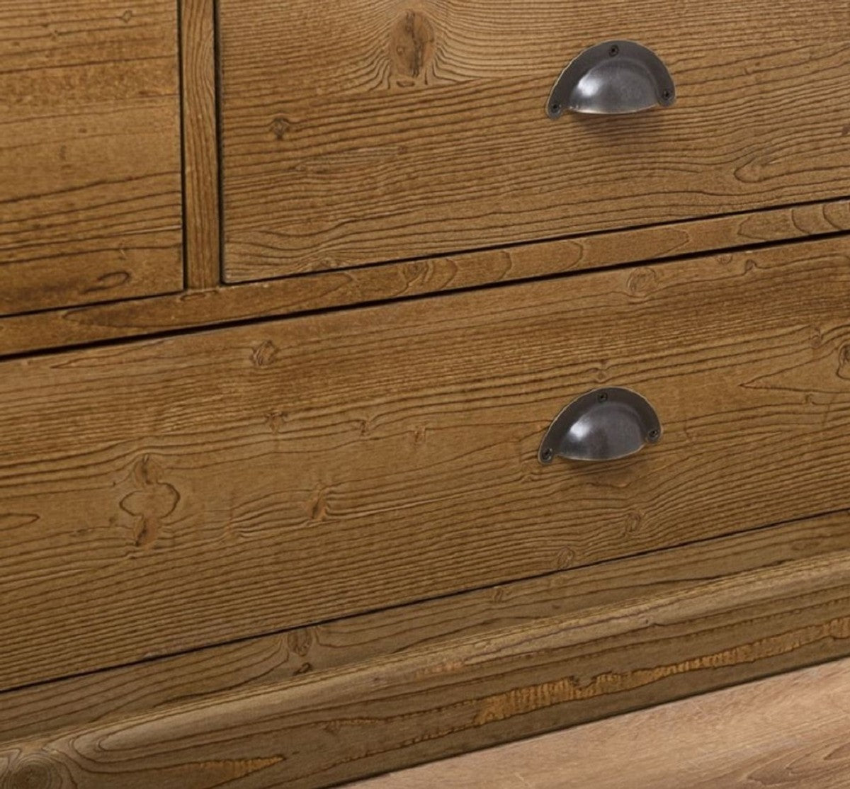 Landhausstil Kleiderschrank Braun 121 x 59 x H. 197 cm - Massivholz Schlafzimmerschrank mit 2 Türen und 3 Schubladen - Landhausstil Schlafzimmer Möbel