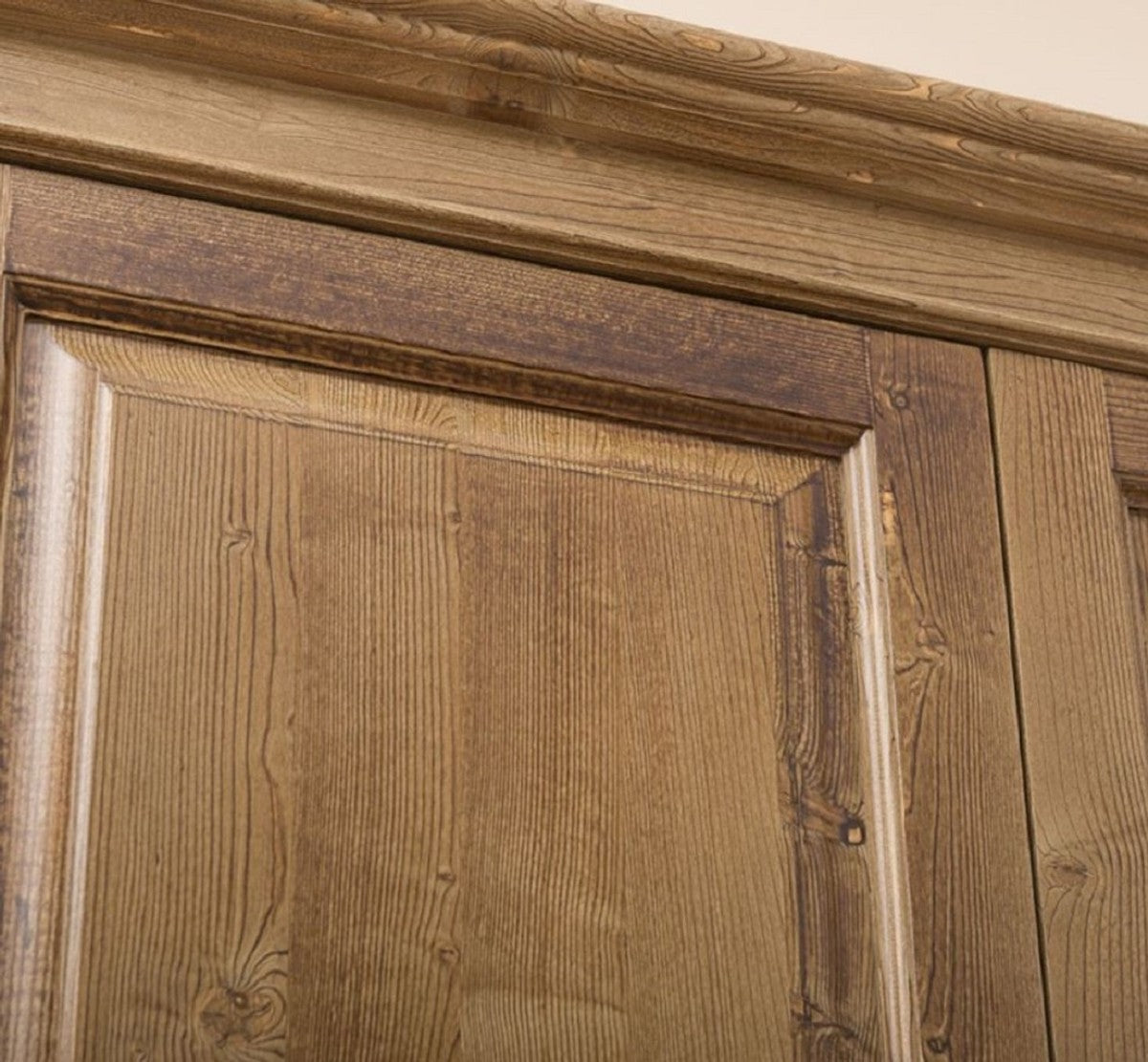 Landhausstil Kleiderschrank Braun 121 x 59 x H. 197 cm - Massivholz Schlafzimmerschrank mit 2 Türen und 3 Schubladen - Landhausstil Schlafzimmer Möbel