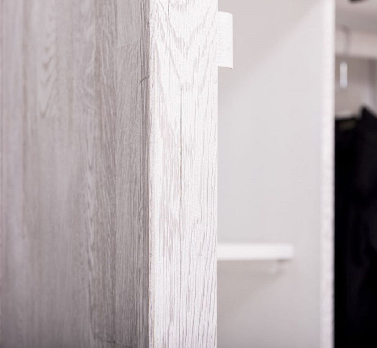 Landhausstil Kleiderschrank Weiß 110 x 53 x H. 190 cm - Massivholz Schlafzimmerschrank mit 2 Türen und Schublade - Landhausstil Schlafzimmer Möbel