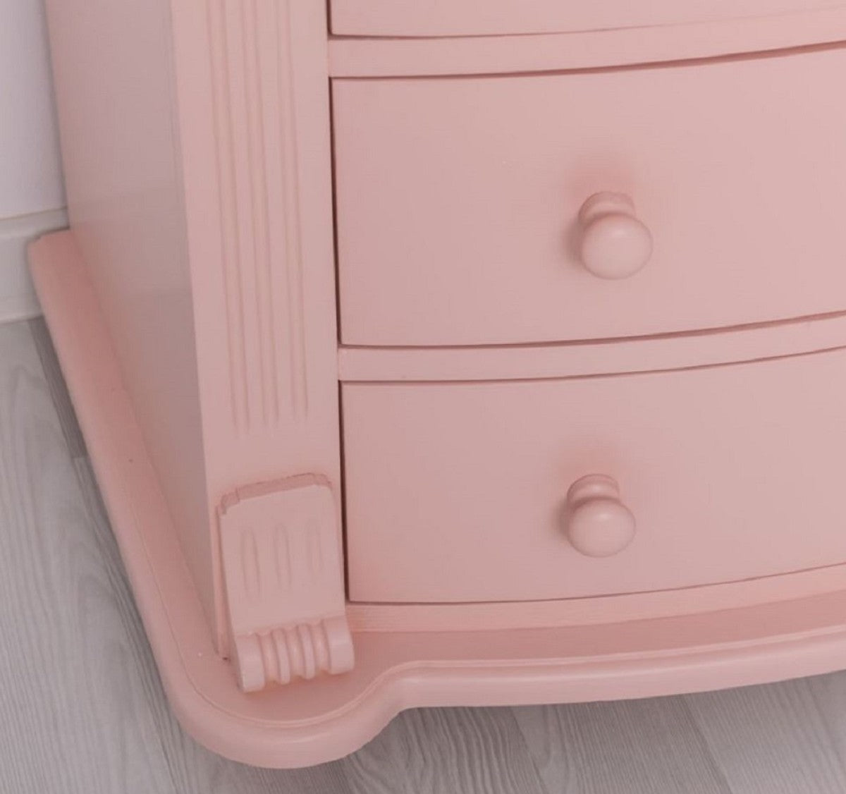 Landhausstil Kommode Rosa / Grau 80 x 48 x H. 120 cm - Massivholz Schrank mit 6 Schubladen - Landhausstil Schlafzimmer Möbel - Möbel im Landhausstil - Landhausstil Einrichtung